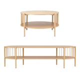 Artiss TV Unit & Coffee Table Set Storage Shelf Pine