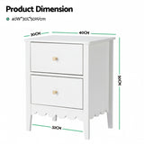 Artiss Bedside Table 2 Drawers Bedroom Storage Nightstand White