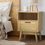 Kaveno Bedside Tables Rattan Drawers Side Table Nightstand Storage Cabinet Wood