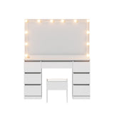 Artiss Dressing Table Vanity Desk Set Stool 12 Led Bulbs White