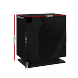 Artiss 2x Bedside Table LED 3 Drawers - MORI Black