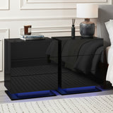 Artiss 2x Bedside Table LED 3 Drawers - MORI Black