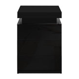Artiss 2X Bedside Table LED 3 Drawers - COLEY Black