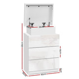 Artiss 2X Bedside Table LED 3 Drawers - COLEY White