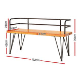 Gardeon Outdoor Garden Bench Seat 122cm Wooden Steel 3 Seater Patio Furniture