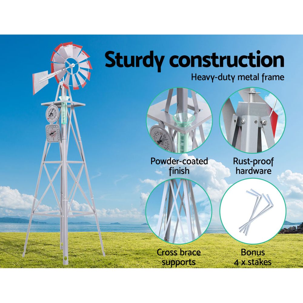 Garden Windmill 4FT 146cm Metal Ornaments Outdoor Decor Ornamental Wind Will