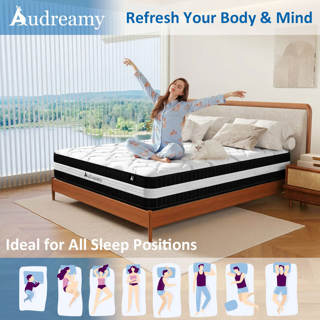 Audreamy Lisbon Mattress – 28cm Ergonomic 4D Spa-Like Plush Soft Tight Top Bamboo Fiber Fabric 7-Zone Pocket Spring Medium -Pre-Order Now – Ships by 22/10/2025 at the latest!