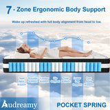 Audreamy Lisbon Mattress – 28cm Ergonomic 4D Spa-Like Plush Soft Tight Top Bamboo Fiber Fabric 7-Zone Pocket Spring Medium