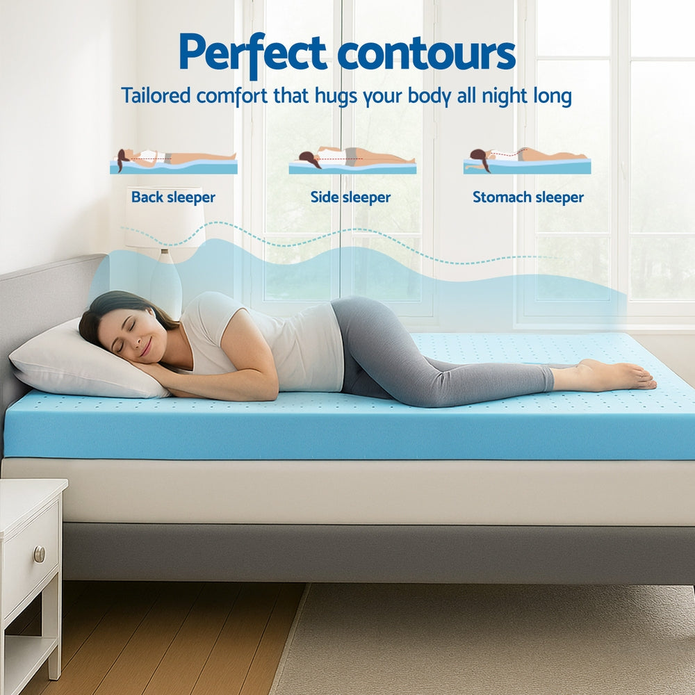 Giselle 12cm Memory Foam Mattress Topper Ventilated Cool Gel Bamboo Cover Queen