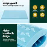 Giselle Bedding Memory Foam Mattress Topper Ventilated Cool Gel 5cm Single