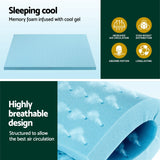 Giselle Bedding Memory Foam Mattress Topper Ventilated Cool Gel 8cm King