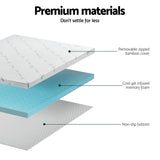 Giselle Bedding Memory Foam Mattress Topper Ventilated Cool Gel 8cm Queen