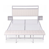 Artiss King Metal Bed Frame Boucle Headboard Charging Station Side Table White
