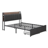 Artiss Metal Bed Frame Double Size with 2-Tier Hidden Storage with Charging Station