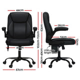 Artiss 2 Point Massage Office Chair Leather Mid Back Black