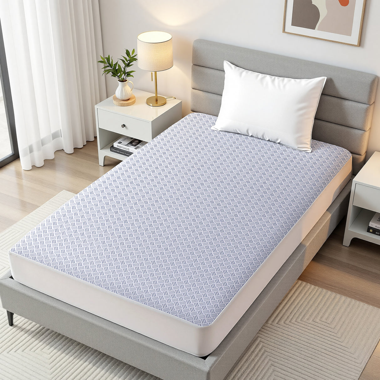 Giselle Cooling Mattress Protector Waterproof Deep Pocket Fitted Cover King Single