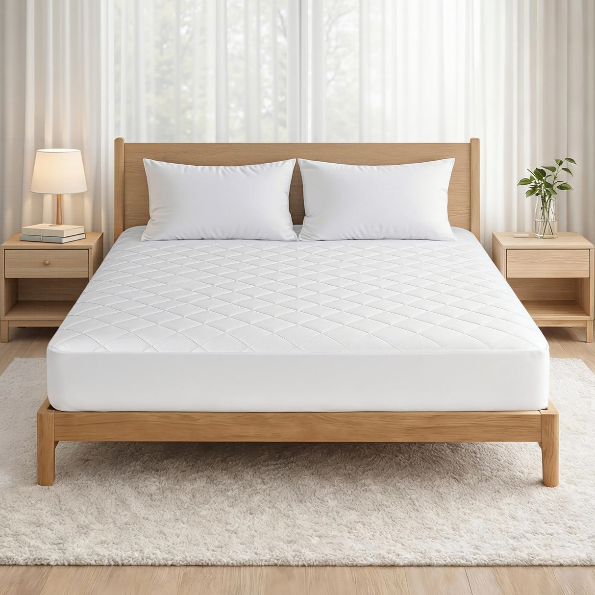 Giselle Waterproof Mattress Protector 100% Cotton Quilted Fitted Cover King
