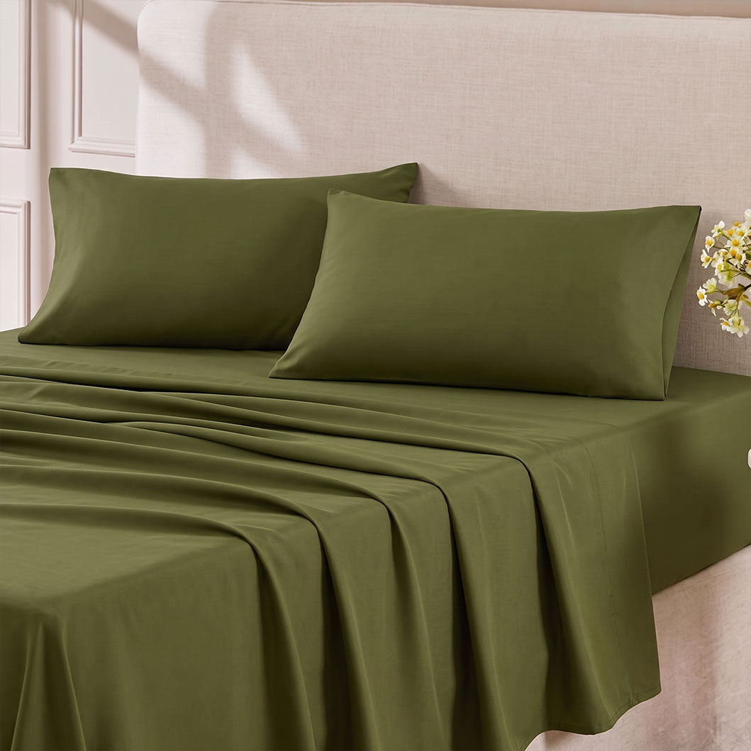 Hotel Soft Bed Sheet Set- Bedding Sheets & Pillowcases Breathable Bedding Wrinkle, Fade, Stain Resistant-Deep Pocket Flat Fitted Bed Sheet Set