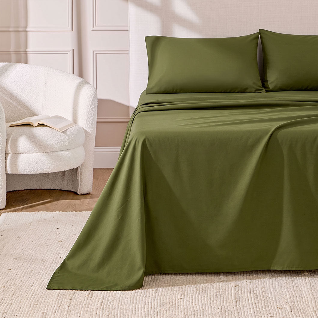 Hotel Soft Bed Sheet Set- Bedding Sheets & Pillowcases Breathable Bedding Wrinkle, Fade, Stain Resistant-Deep Pocket Flat Fitted Bed Sheet Set