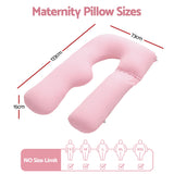 Giselle Bedding Pregnancy Pillow U Shaped Full Body Pillow with 100% Cotton Jersey Cover Maternity Pillow for Sleeping Reading, Pink, 73x133cm