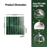 Artiss 3D Peel and Stick Wall Tiles Self Adhesive LinearGrid Backsplash 10 Sheets, Green