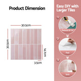 Artiss 3D Peel and Stick Wall Tiles Self Adhesive LinearGrid Backsplash 10 Sheets, Pink