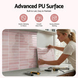 Artiss 3D Peel and Stick Wall Tiles Self Adhesive LinearGrid Backsplash 10 Sheets, Pink