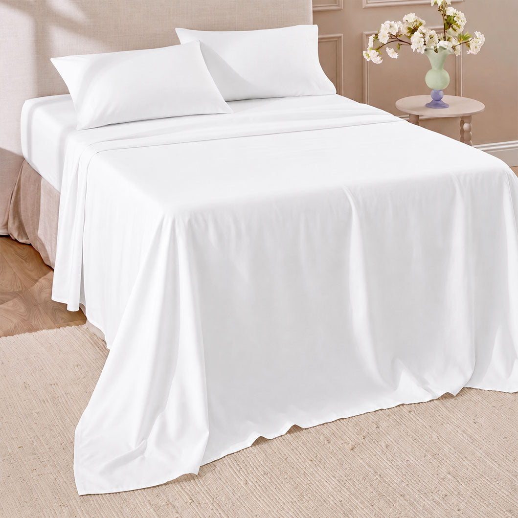 Hotel Soft Bed Sheet Set- Bedding Sheets & Pillowcases Breathable Bedding Wrinkle, Fade, Stain Resistant-Deep Pocket Flat Fitted Bed Sheet Set