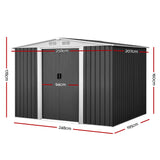 Giantz Garden Shed 2.58x2.07M w/Metal Base Sheds Outdoor Storage Double Door Tool