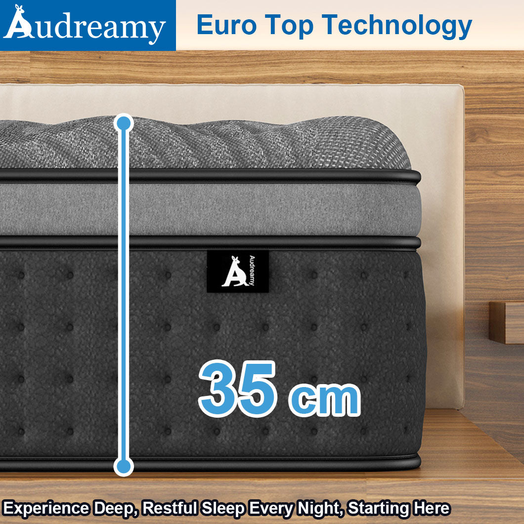 Audreamy Siena Mattress – 35cm Plush Euro Top Bamboo Charcoal Fabric 7-Zone Pocket Spring Medium Firm (King)