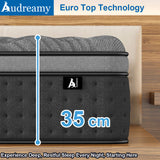 Audreamy Siena Mattress – 35cm Plush Euro Top Bamboo Charcoal Fabric 7-Zone Pocket Spring Medium Firm (King)