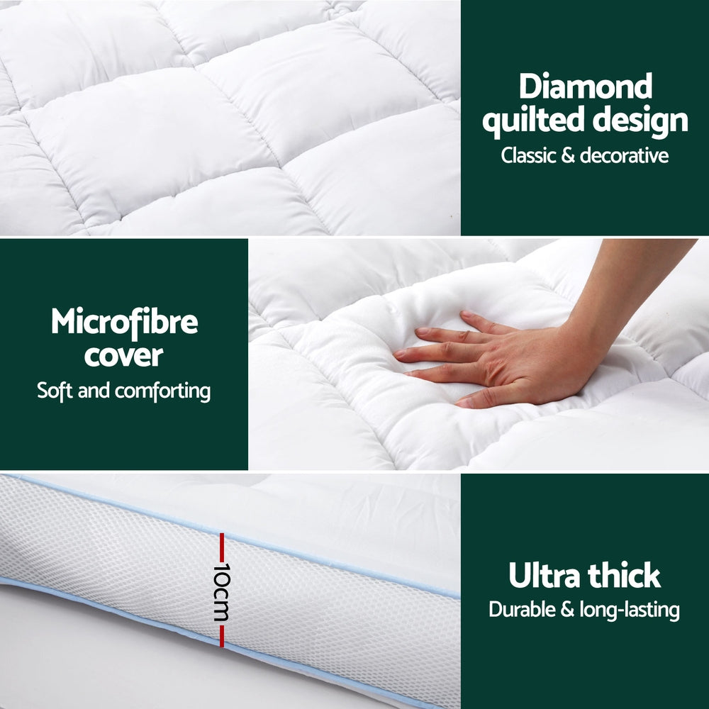 Giselle Bedding Mattress Topper Pillowtop Bamboo 10cm King