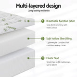 Giselle Bedding 1500GSM Pillowtop Mattress Topper Bamboo Mattress Pad for Back Pain Relief Washable 11cm Thick Bed Cover with 45cm Deep Pocket King