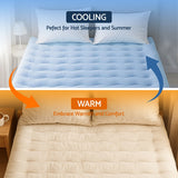 Giselle Bedding Pillowtop Mattress Topper 5cm Reversible Cooling & Soft Coral Fleece Pad for Back Pain Relief, Washable Skin-friendly Bed Protector with 45cm Deep Pocket Queen