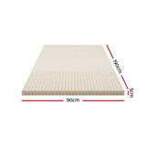 Giselle Bedding Latex Mattress Topper, 5cm Thick Cooling Bed Pad for Side Sleepers Pain Relief, 7 Zone Foldable Mat with Washable Cover for Guest Room Bedroom Single