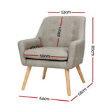 Artiss 2X Armchair Lounge Chair Accent Tub Chair Beige ANNE