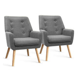 Artiss 2X Armchair Lounge Chair Accent Tub Chair Grey ANNE