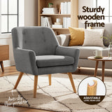 Artiss 2X Armchair Lounge Chair Accent Tub Chair Grey ANNE