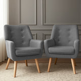Artiss 2X Armchair Lounge Chair Accent Tub Chair Grey ANNE