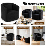 Artiss Round Swivel Armchair Sherpa Fleece Black