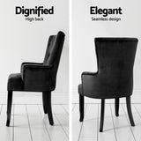 2x Artiss Dining Chairs Velvet French Provincial Armchair Black