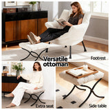 Artiss Armchair Accent Chair Ottoman Lounge Footrest Velvet White