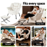 Artiss Armchair Accent Chair Ottoman Lounge Footrest Velvet White