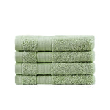 Samland Premium Cotton Washcloths 4-Pack Quick-Dry Face Towels Set-Green