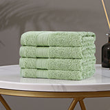 Samland Premium Cotton Washcloths 4-Pack Quick-Dry Face Towels Set-Green