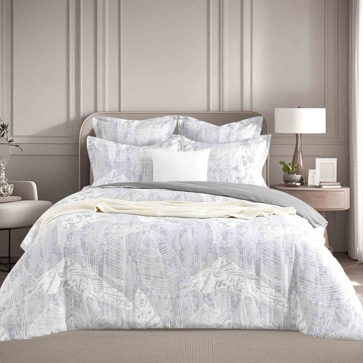 Grove Charcoal Jacquard Queen Quilt Cover Set by Renee Taylor