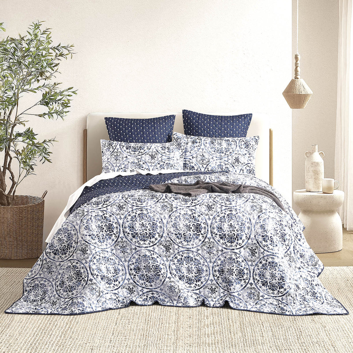 Delos Quilted Reversible Single/Double Coverlet Set by Renee Taylor