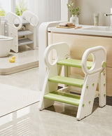White children's washing stairs, kids bathroom steps, toddler step stool, bathroom stool for kids, child hygiene steps, kids self-care steps, bathroom ladder for kids