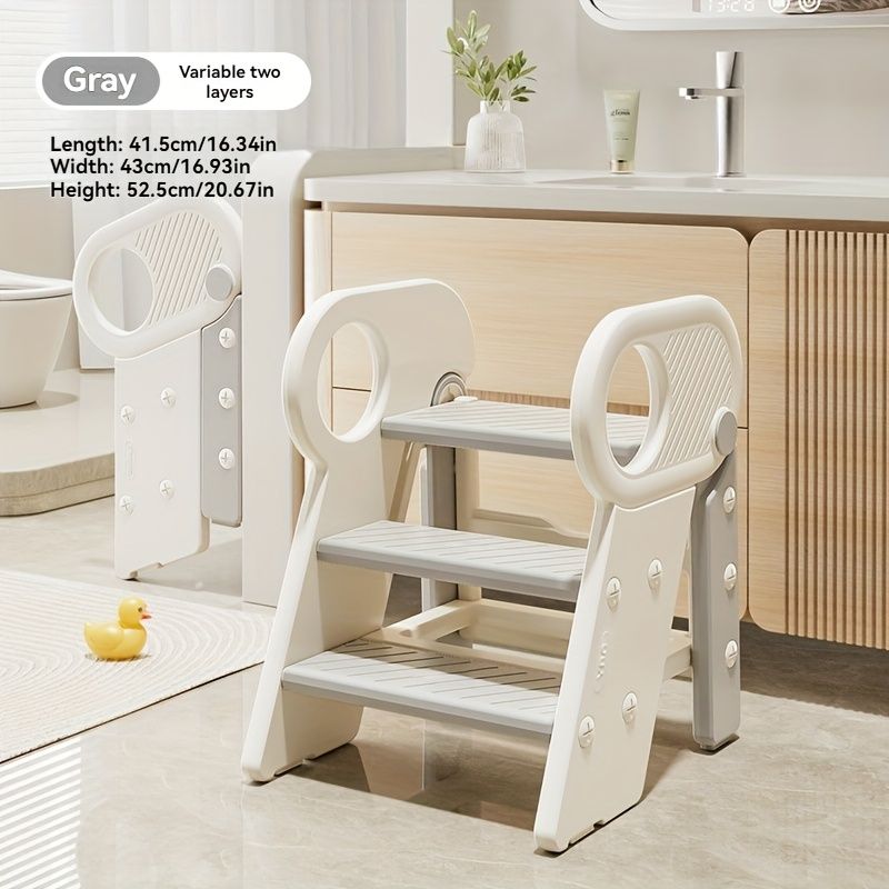 White children's washing stairs, kids bathroom steps, toddler step stool, bathroom stool for kids, child hygiene steps, kids self-care steps, bathroom ladder for kids
