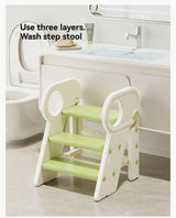 White children's washing stairs, kids bathroom steps, toddler step stool, bathroom stool for kids, child hygiene steps, kids self-care steps, bathroom ladder for kids